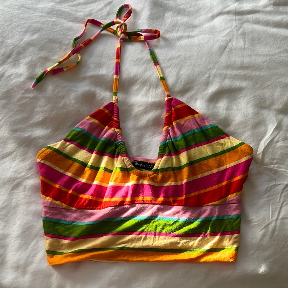 Bershka Rainbow Halter Tie Top